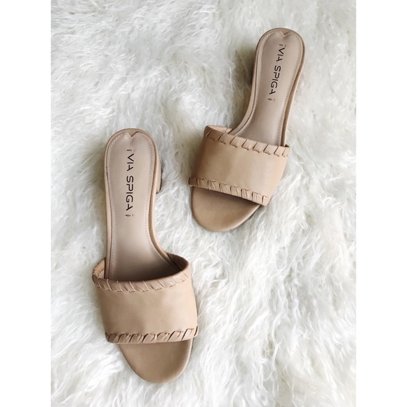 Via Spiga Shoes - VIA SPIGA MULES SLIP ON HEELS SLIDES LEATHER 6.5